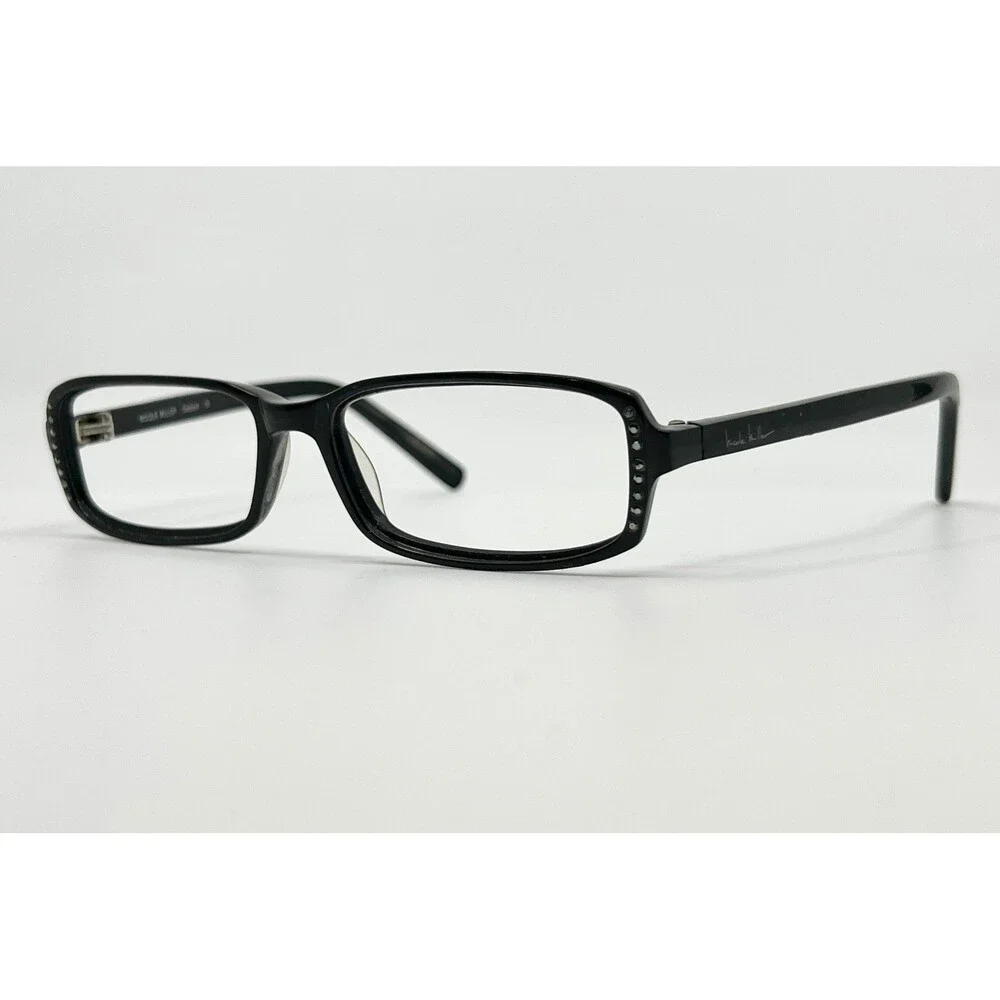 Nicole Miller Eyeglasses Womens Black Smolder Rhinestone Rectangular 135mm